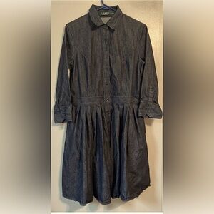 Lauren Ralph Lauren Women’s Denim Shirt Dress Long Sleeve Midi Size 10 Button Up